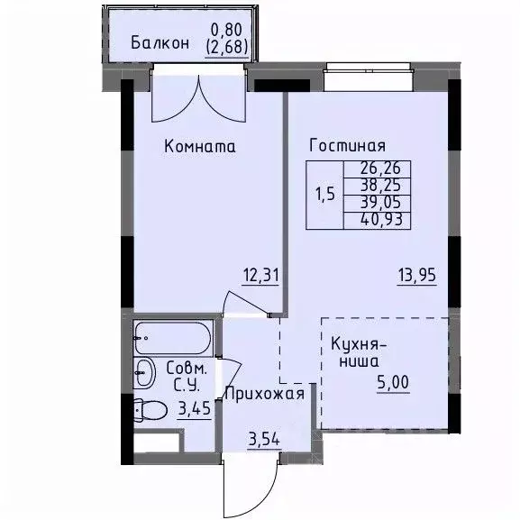 1-к кв. Удмуртия, Ижевск Строитель жилрайон, 4-й мкр,  (39.05 м) - Фото 0