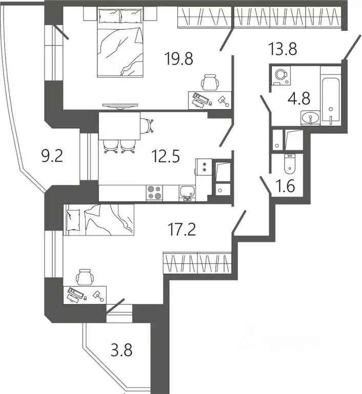 2-к кв. Московская область, Подольск Климовск мкр, ул. Советская, 18к2 ... - Фото 1