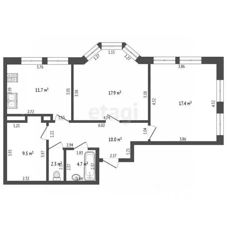 3-к кв. Москва Донецкая ул., 34к2 (73.5 м) - Фото 2