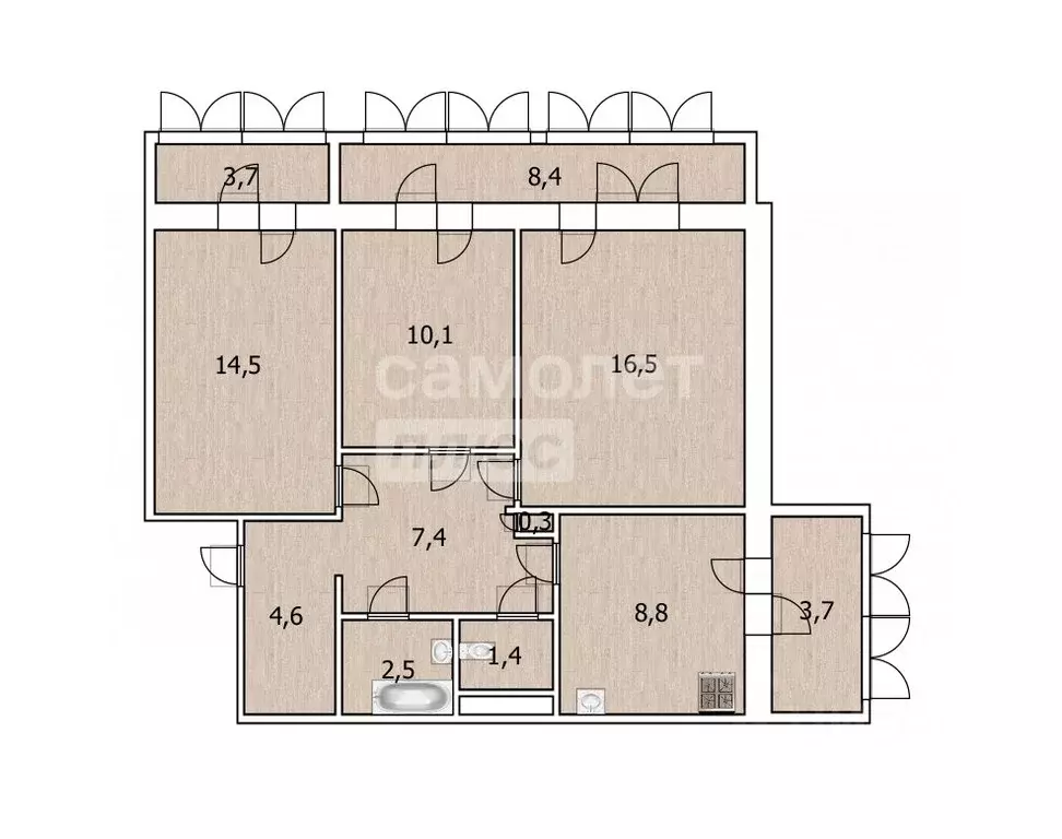 3-к кв. Краснодарский край, Туапсе Интернациональная ул., 4 (82.0 м) - Фото 1