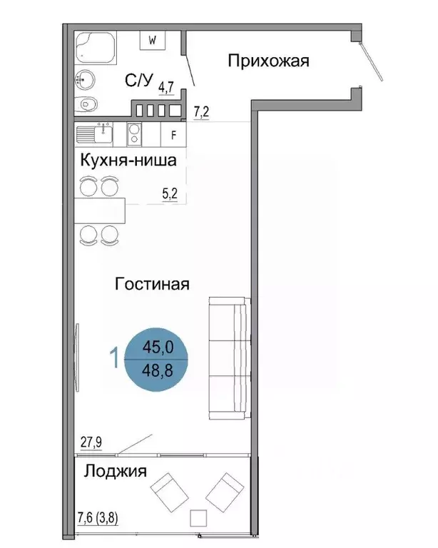 1-к кв. Крым, Керчь Белый город жилой комплекс (48.8 м) - Фото 0