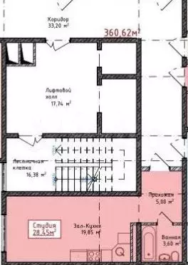 Квартира-студия, 28,5 м, 5/17 эт. - Фото 0