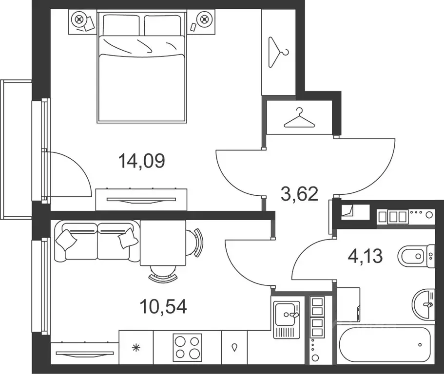 1-к кв. Ленинградская область, Гатчинский муниципальный округ, д. ... - Фото 2