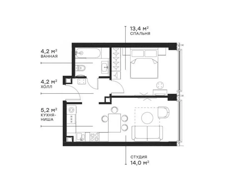 1-комнатная квартира: Москва, 2-я Хуторская улица, 34 (40.79 м) - Фото 0