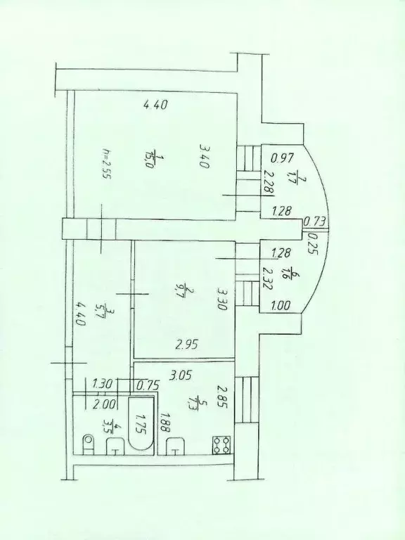 2-к кв. Татарстан, Казань ул. Чехова, 3/7 (41.2 м) - Фото 2