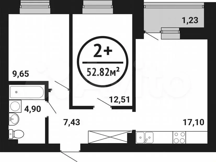 2-к. квартира, 52,8м, 8/8эт. - Фото 0