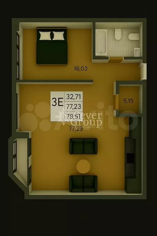 2-к. квартира, 77,2 м, 3/9 эт. - Фото 0