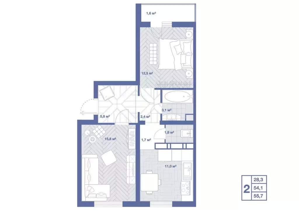 2-к кв. Воронежская область, Воронеж проезд Пограничный, 5 (55.7 м) - Фото 1