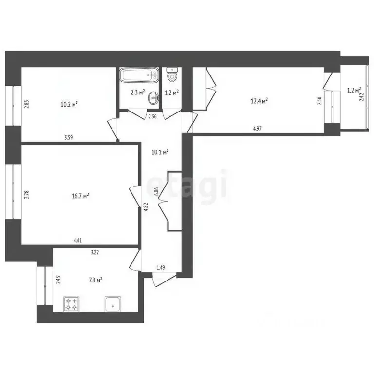3-к кв. Забайкальский край, Чита ул. Журавлева, 74 (60.7 м) - Фото 1