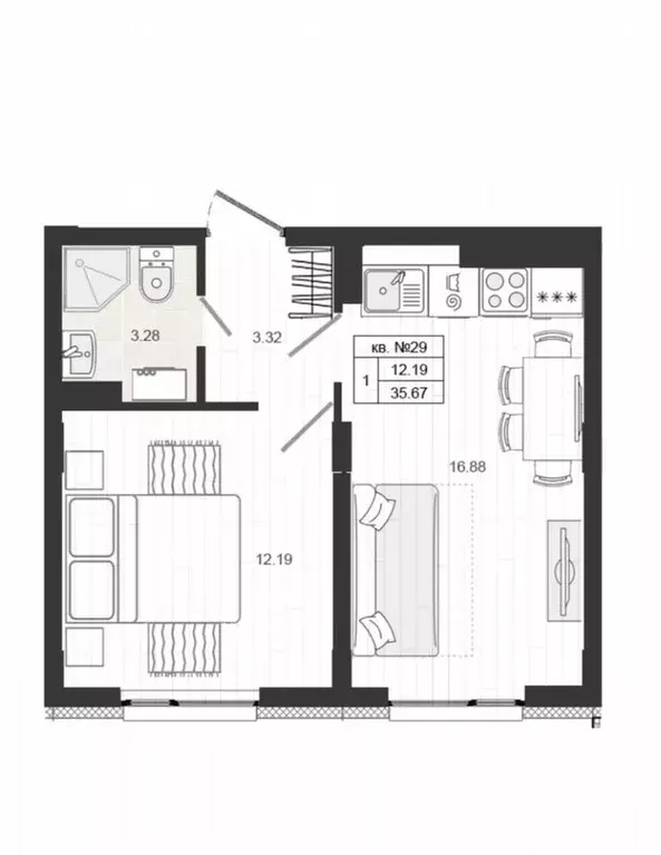 1-к кв. Ленинградская область, Гатчинский муниципальный округ, д. ... - Фото 1