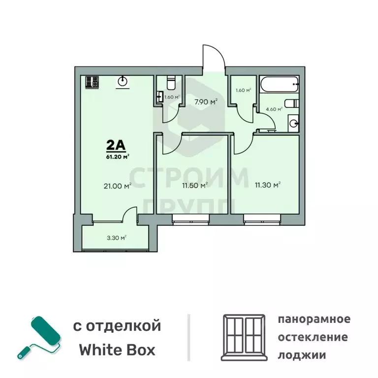 2-к кв. Владимирская область, Ковров Еловая ул., 94/3 (61.2 м) - Фото 0