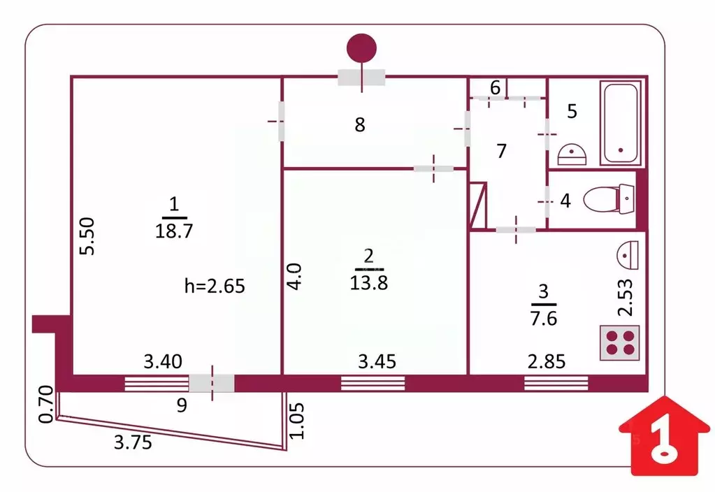 2-к кв. Омская область, Омск Сибирский просп., 20к2 (52.9 м) - Фото 2