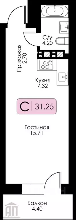 1-к кв. Тверская область, Тверь ул. Коминтерна, 95А (31.0 м) - Фото 0