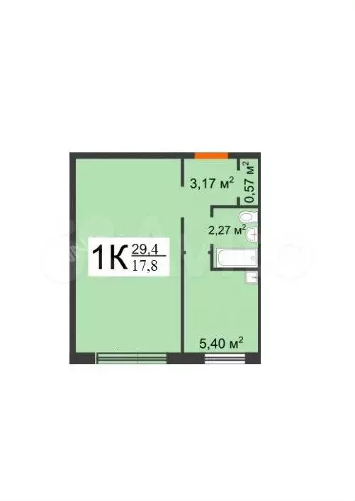 1-к. квартира, 30 м, 1/5 эт. - Фото 0