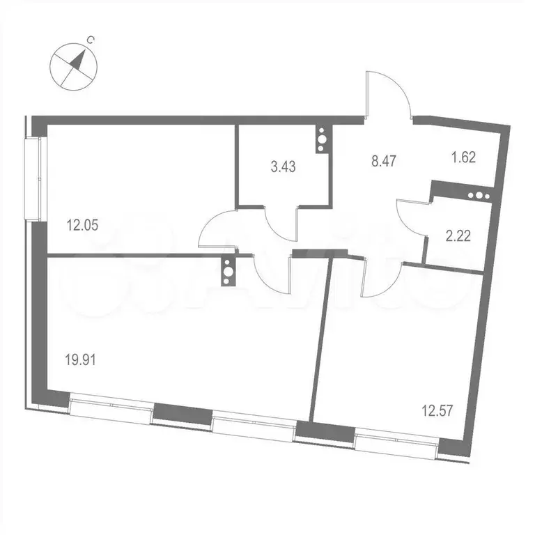 2-к. квартира, 60,3 м, 7/11 эт. - Фото 1
