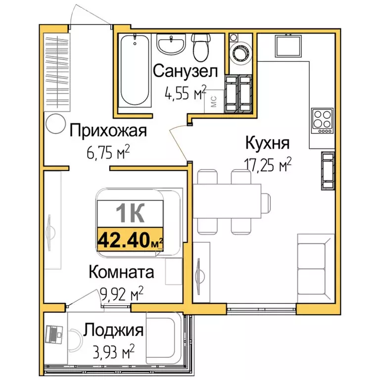 1-комнатная квартира: Симферополь, Центральный район (40.44 м) - Фото 1