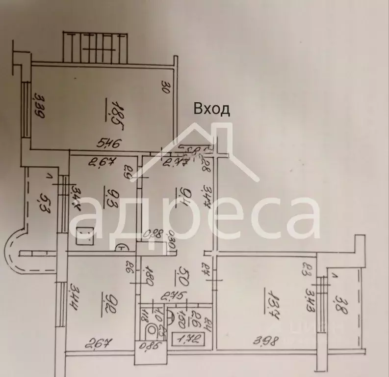 3-к кв. Самарская область, Самара ул. Александра Матросова, 49 (73.3 ... - Фото 2