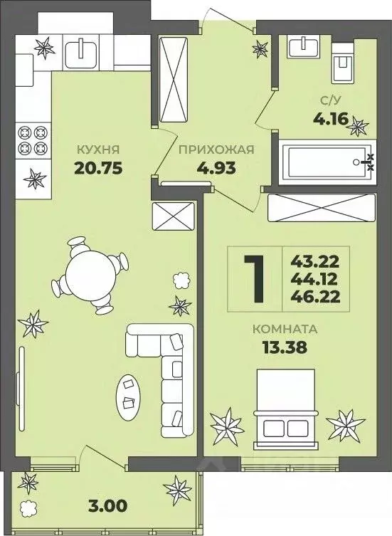 1-к кв. Калининградская область, Калининград ул. Генерала Толстикова, ... - Фото 1