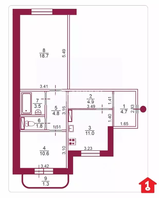 2-к кв. Омская область, Омск ул. 21-я Амурская, 43/2 (60.0 м) - Фото 2