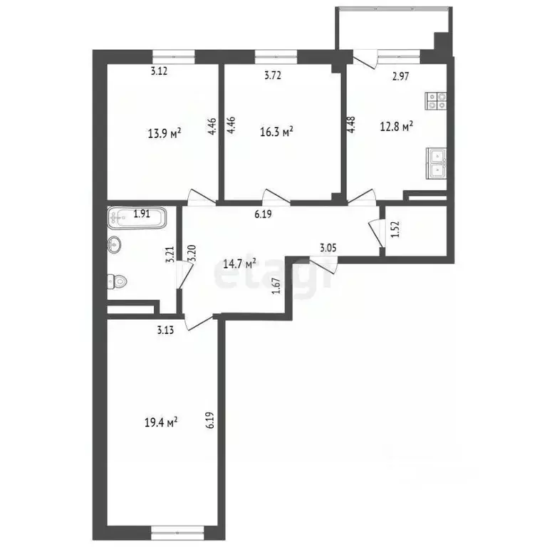 3-к кв. Ярославская область, Ярославль просп. Фрунзе, 77А (85.1 м) - Фото 2