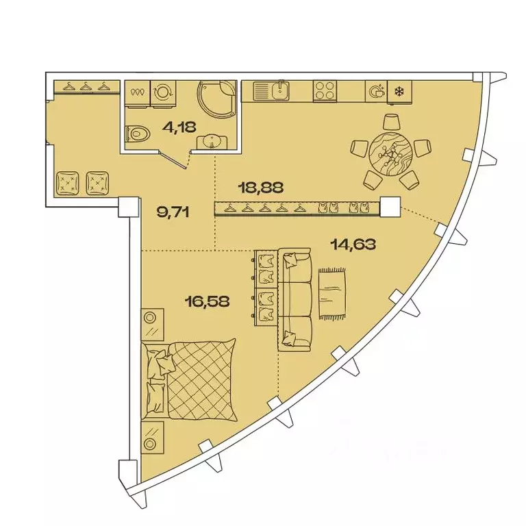 2-к кв. Иркутская область, Иркутск наб. Верхняя (63.98 м) - Фото 0