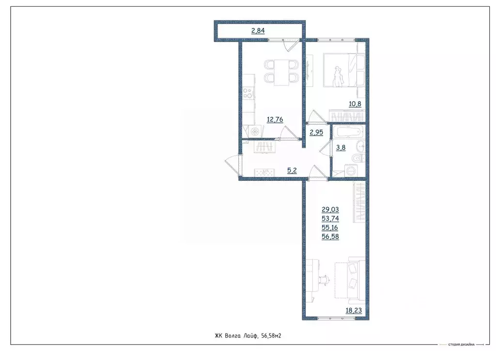 2-к кв. Тверская область, Тверь Новочеркасская ул., 49 (56.58 м) - Фото 2
