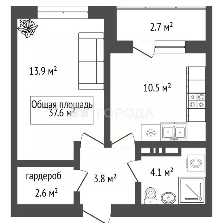 1-к кв. Новосибирская область, Новосибирск Тайгинская ул., с3 (37.6 м) - Фото 0