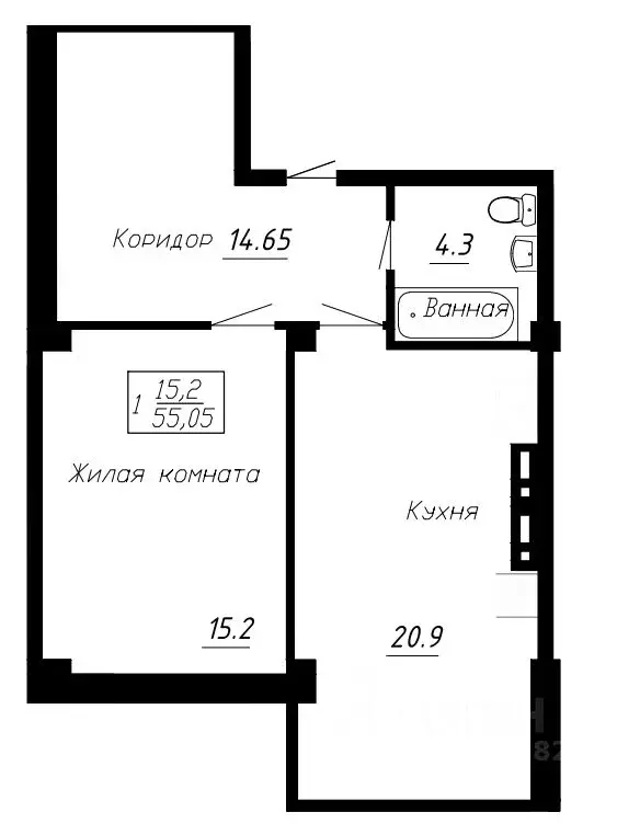 1-к кв. Ставропольский край, Ессентуки  (55.05 м) - Фото 0