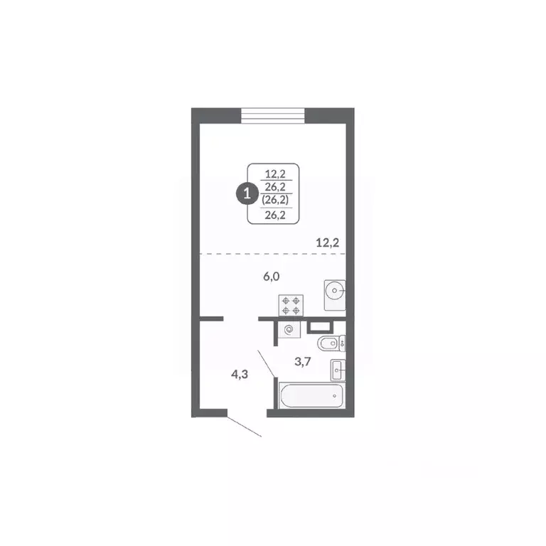 Студия Кировская область, Киров ул. Пушкина, 25 (26.2 м) - Фото 1