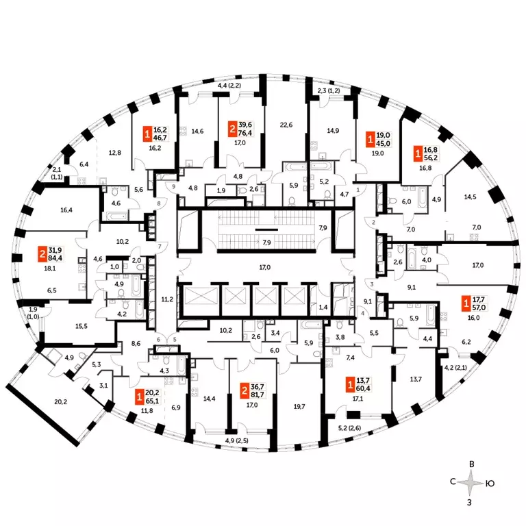 1-к кв. Москва Сидней Сити жилой комплекс, к2/2 (45.0 м) - Фото 1