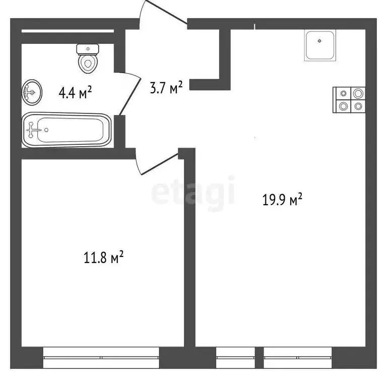 1-комнатная квартира: Тюмень, Полевая улица, 117к4 (39.8 м) - Фото 0