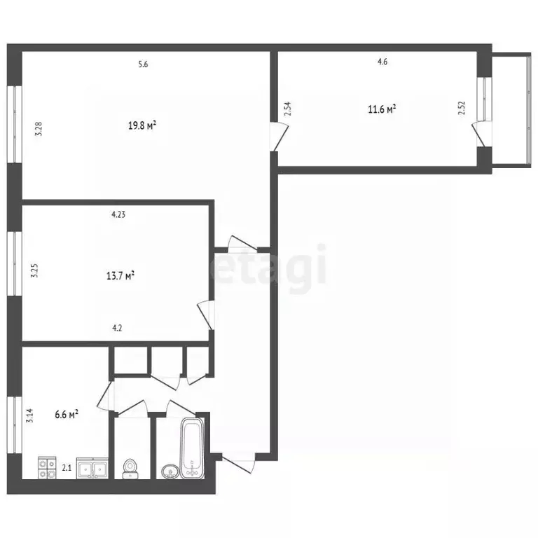 3-к кв. Москва ул. Твардовского, 5К1 (63.0 м) - Фото 2