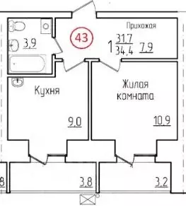 1-к кв. Амурская область, Благовещенск Трудовая ул., 95/1 (34.4 м) - Фото 2