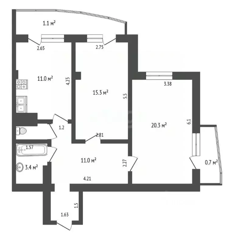 2-к кв. Крым, Феодосия ш. Симферопольское, 24Е (66.5 м) - Фото 2
