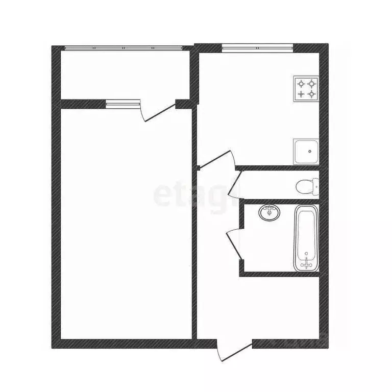1-к кв. Воронежская область, Семилуки Транспортная ул., 6/3 (34.5 м) - Фото 2