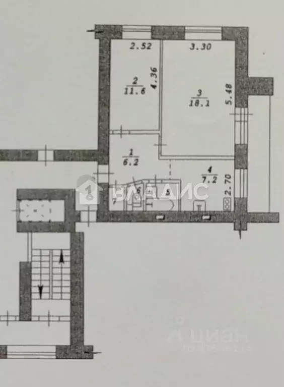 2-к кв. Новосибирская область, Новосибирск ул. Фрунзе, 55 (54.0 м) - Фото 1