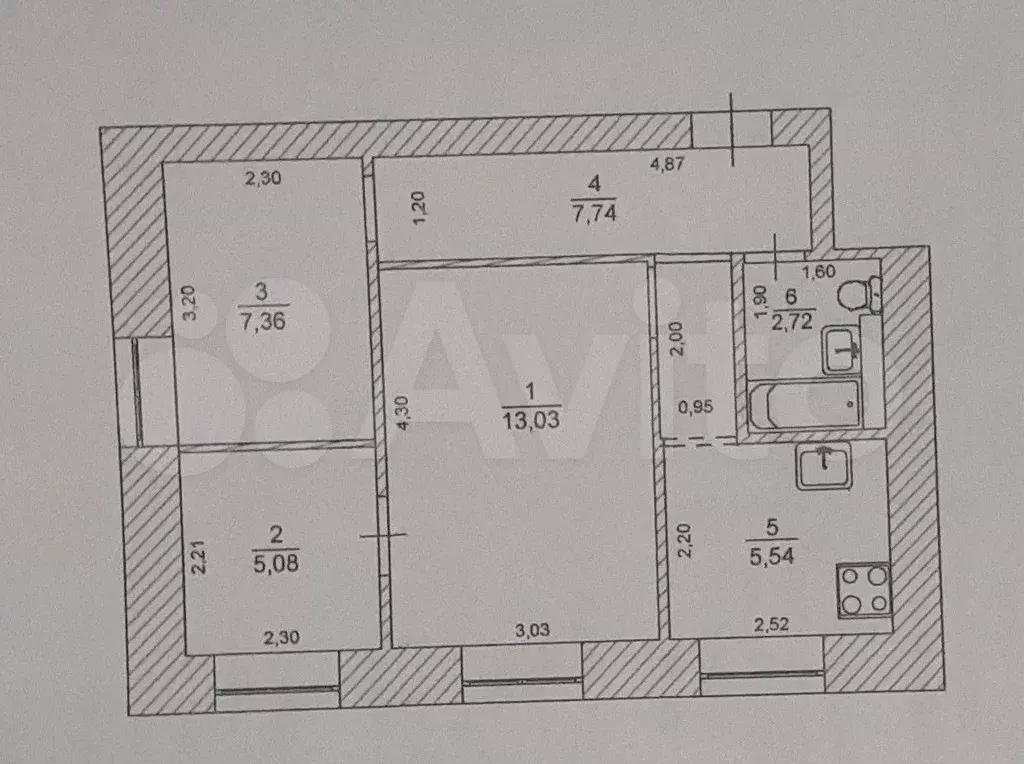 3-к. квартира, 42 м, 2/5 эт. - Фото 0