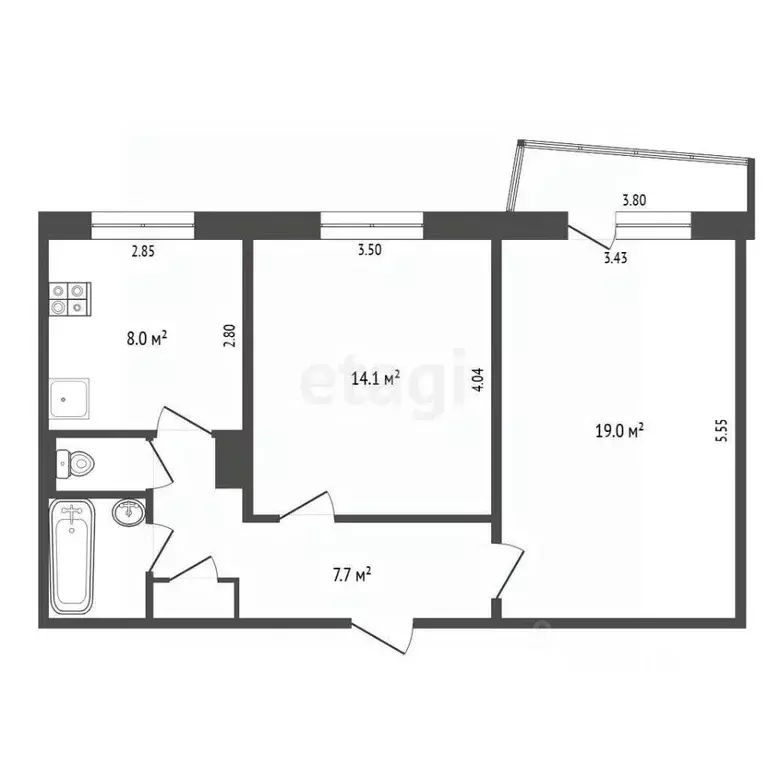 2-к кв. Ярославская область, Ярославль просп. Машиностроителей, 54 ... - Фото 2