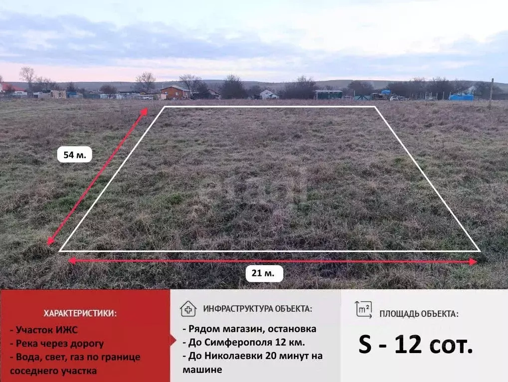 Участок в Крым, Симферопольский район, Чистенское с/пос, с. Камышинка  ... - Фото 1