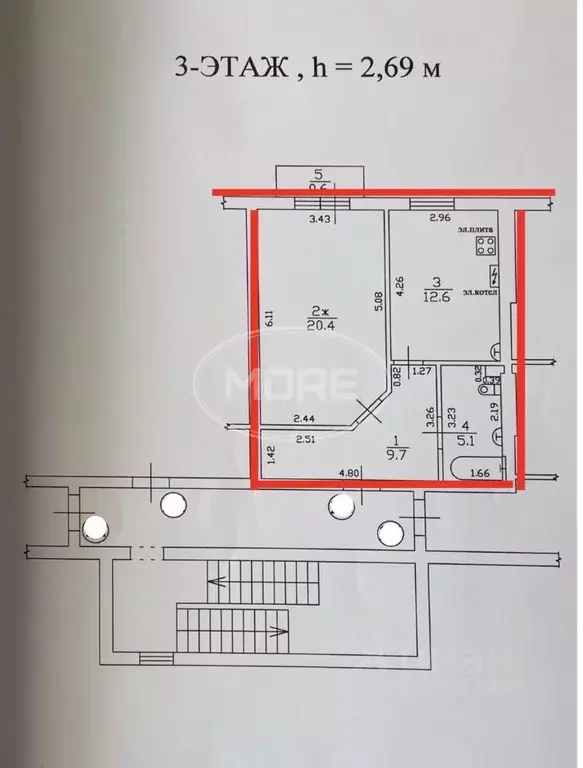 1-к кв. Калининградская область, Балтийск Киркенесская ул., 20 (48.3 ... - Фото 2