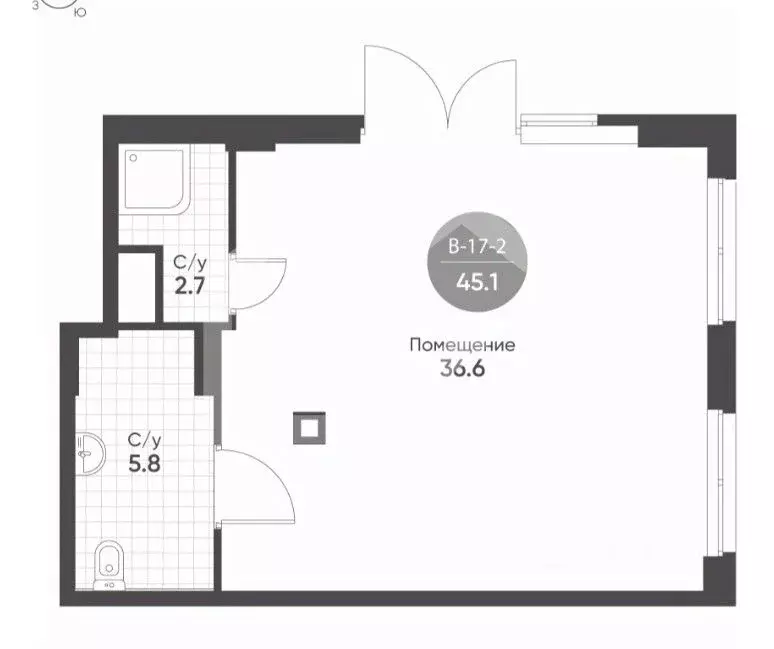 Торговая площадь в Москва 3-я оч., Шагал жилой комплекс, к2.2 (45 м) - Фото 2