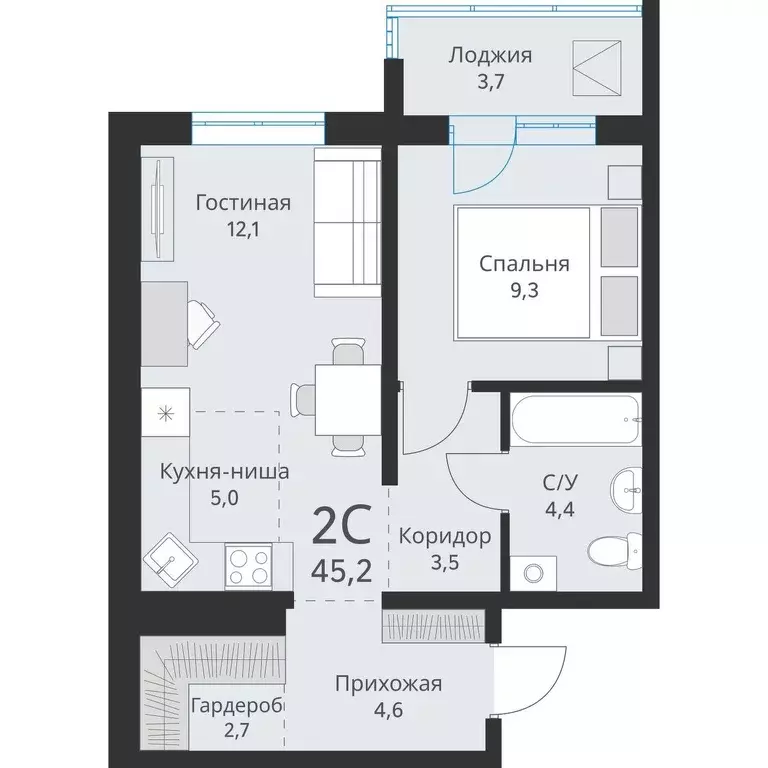 Продаётся 2-к квартира, 45.2 м - Фото 0