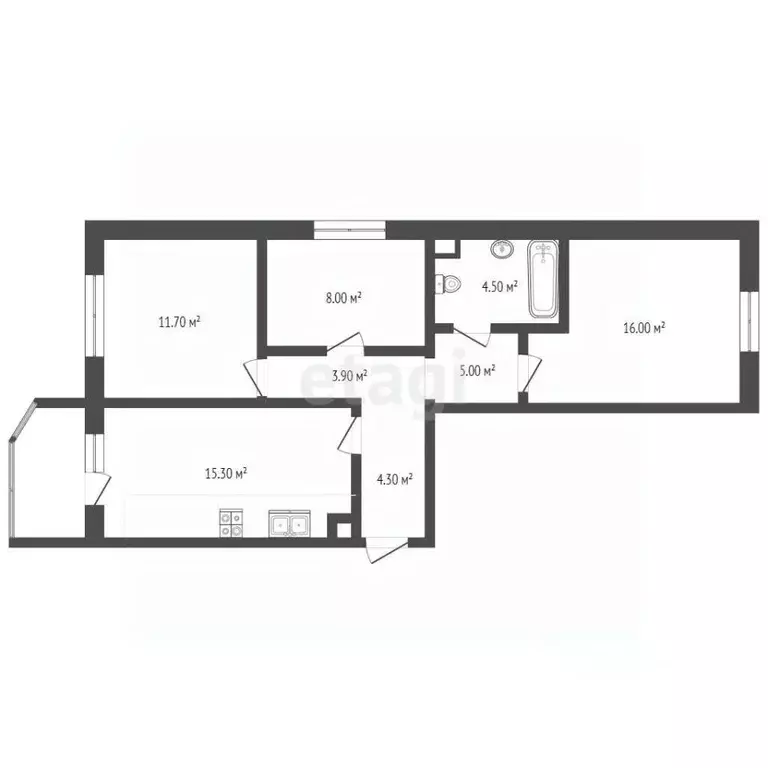 3-к кв. ханты-мансийский ао, нефтеюганск 17-й мкр, 2 (67.9 м) - Фото 0