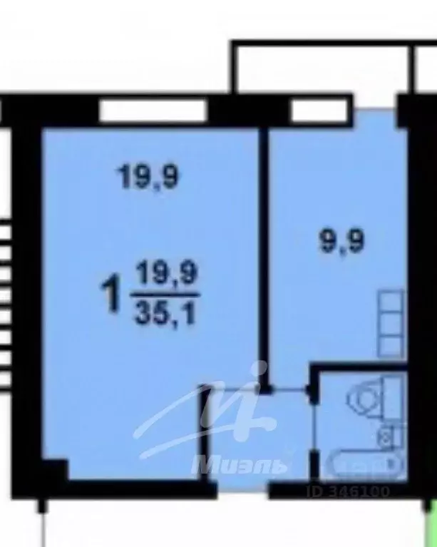 1-к кв. Москва, Москва, Зеленоград к707 (34.8 м) - Фото 2