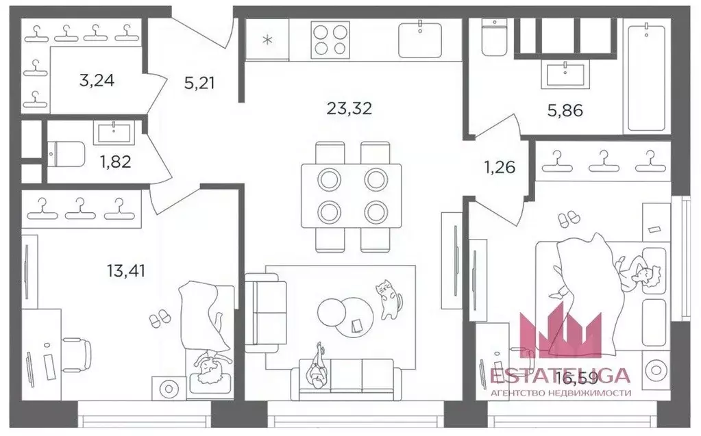 Квартира, 3 комнаты, 71 м - Фото 0