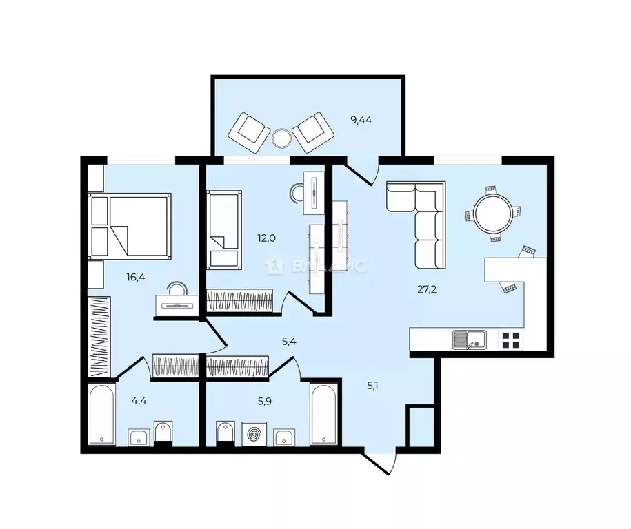 2-к кв. Санкт-Петербург Магнитогорская ул., 3к2 (76.4 м) - Фото 2