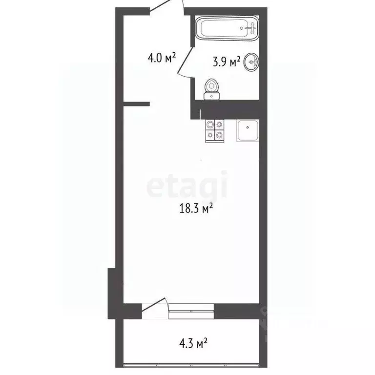 Квартира, 1 комната, 30.5 м - Фото 0