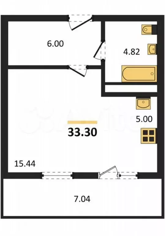 Квартира-студия, 33,3 м, 14/16 эт. - Фото 0