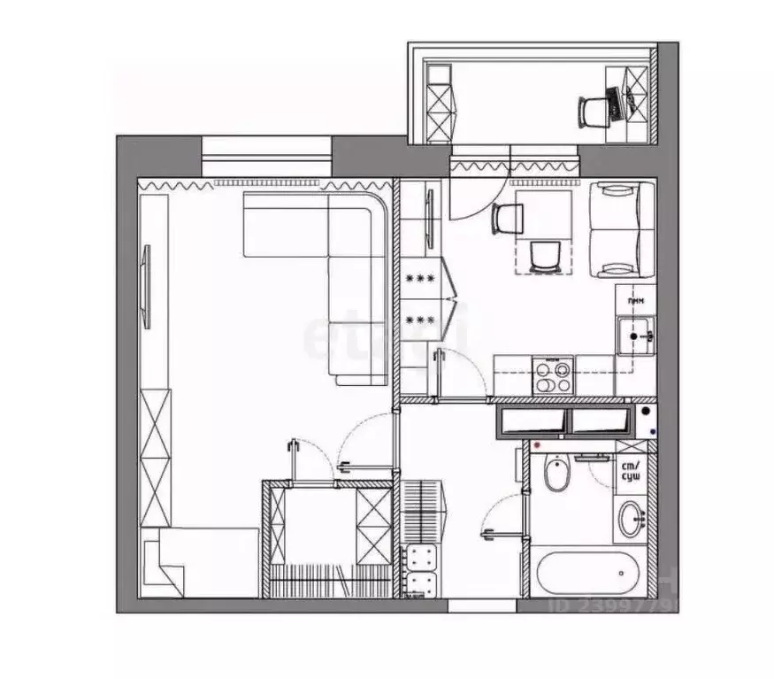 1-к кв. Ставропольский край, Ставрополь просп. Кулакова, 65 (36.0 м) - Фото 1