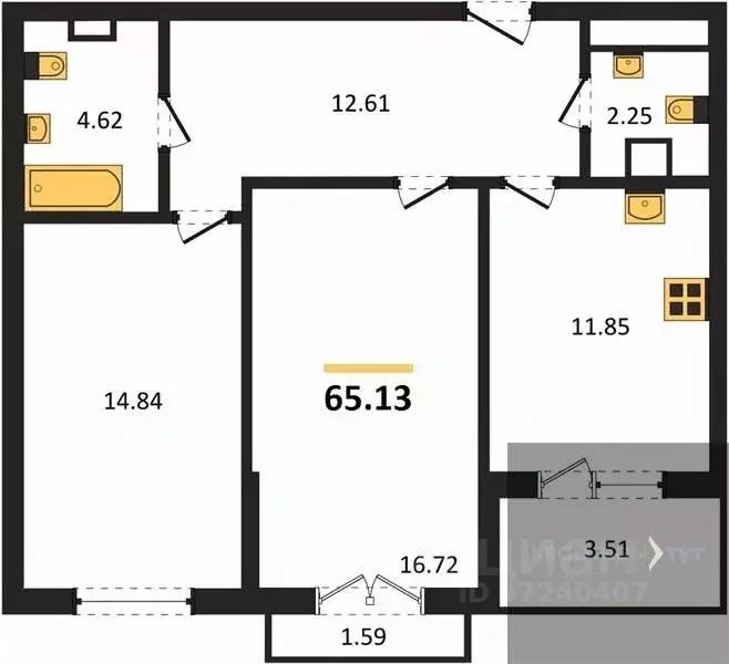 2-к кв. Воронежская область, Воронеж ул. Ломоносова, 116В (65.13 м) - Фото 1